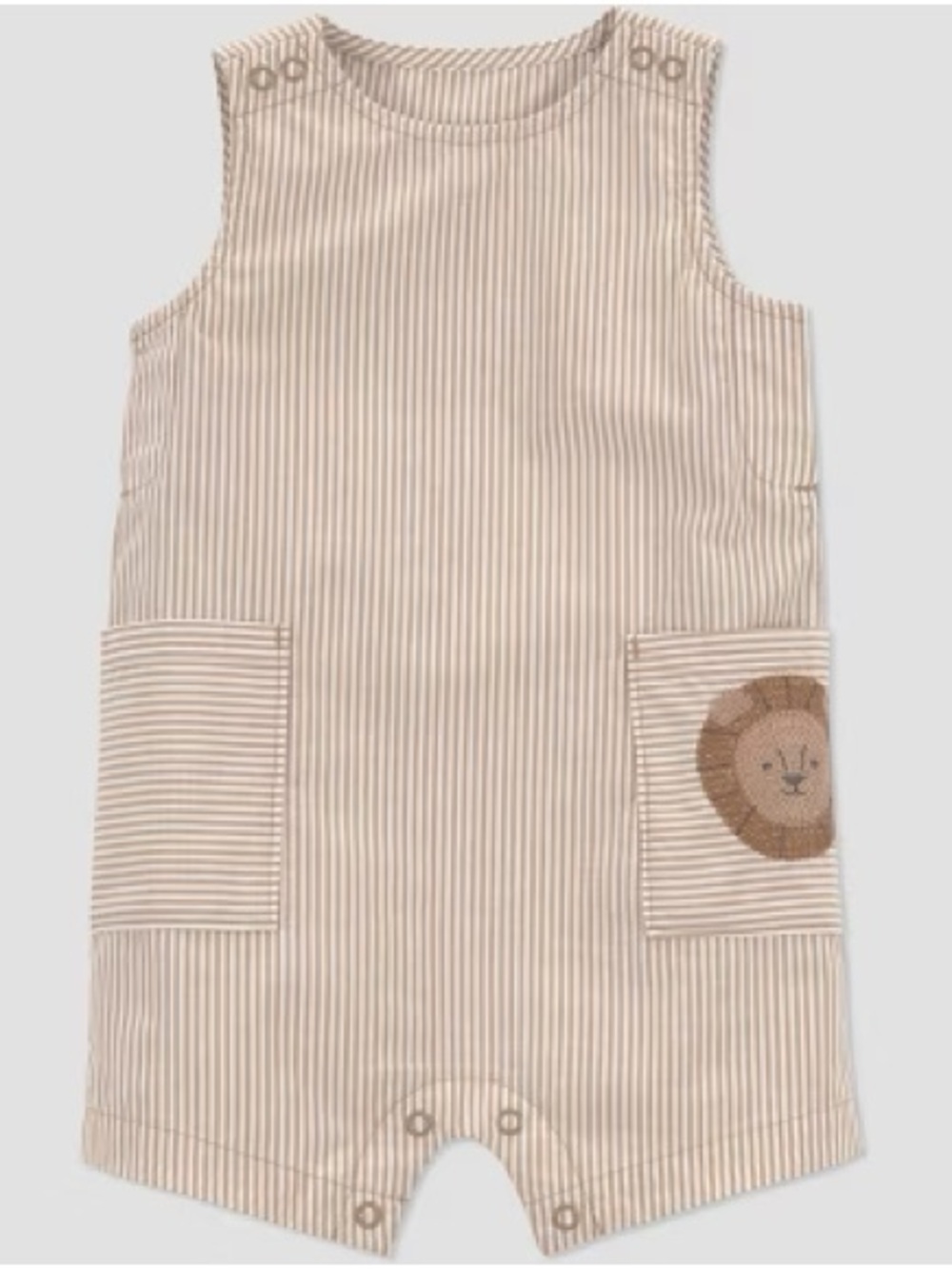 Carter's Beige Striped Romper with Lion Patch